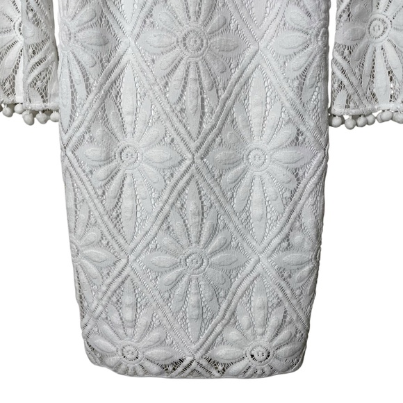 Lilly Pulitzer White Crochet Lace Shift Dress with Pom Trim - Picture 3 of 7